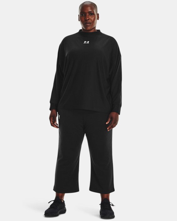 Women's UA Rival Terry Flare Crop Pants, Black, pdpMainDesktop image number 2